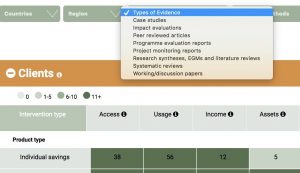 Savings Evidence map