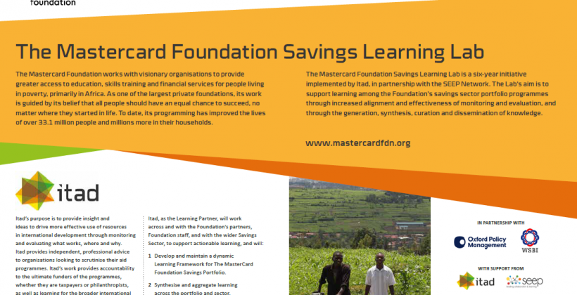 Introducing The Mastercard Foundation Savings Learning Lab Itad