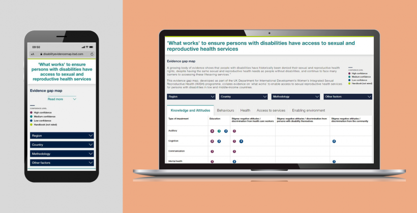 evidence gap map shown on mobile phone and laptop