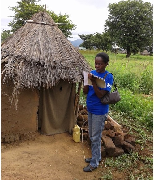 MV team member Martha Keega assesses a latrine in South Sudan