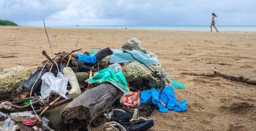 marine litter on beach