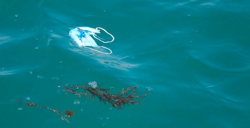 mask floating in the ocean