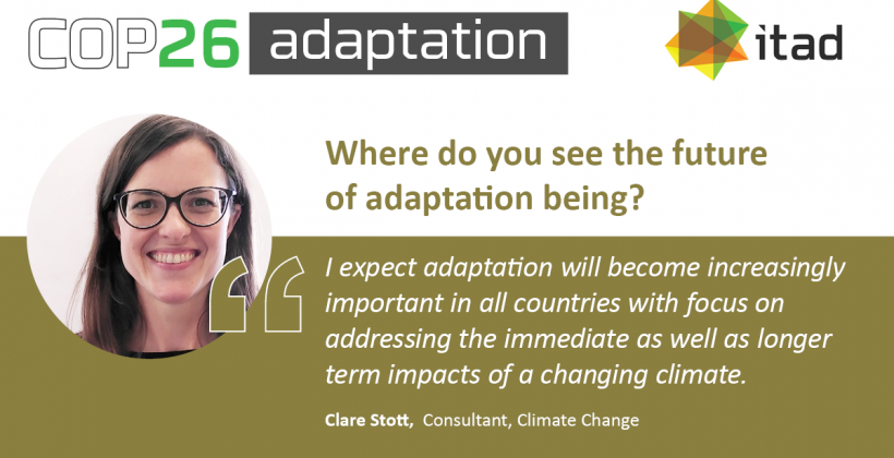 Card reads: Where do you see the future of this topic being? I expect adaptation will become increasingly important in all countries with focus on addressing the immediate as well as longer term impacts of a changing climate