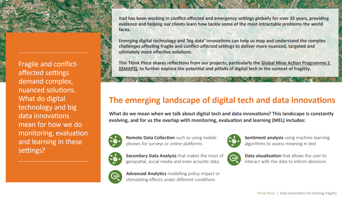 Screenshot from the think piece with text about 'The emerging landscape of digital tech and data innovations'
