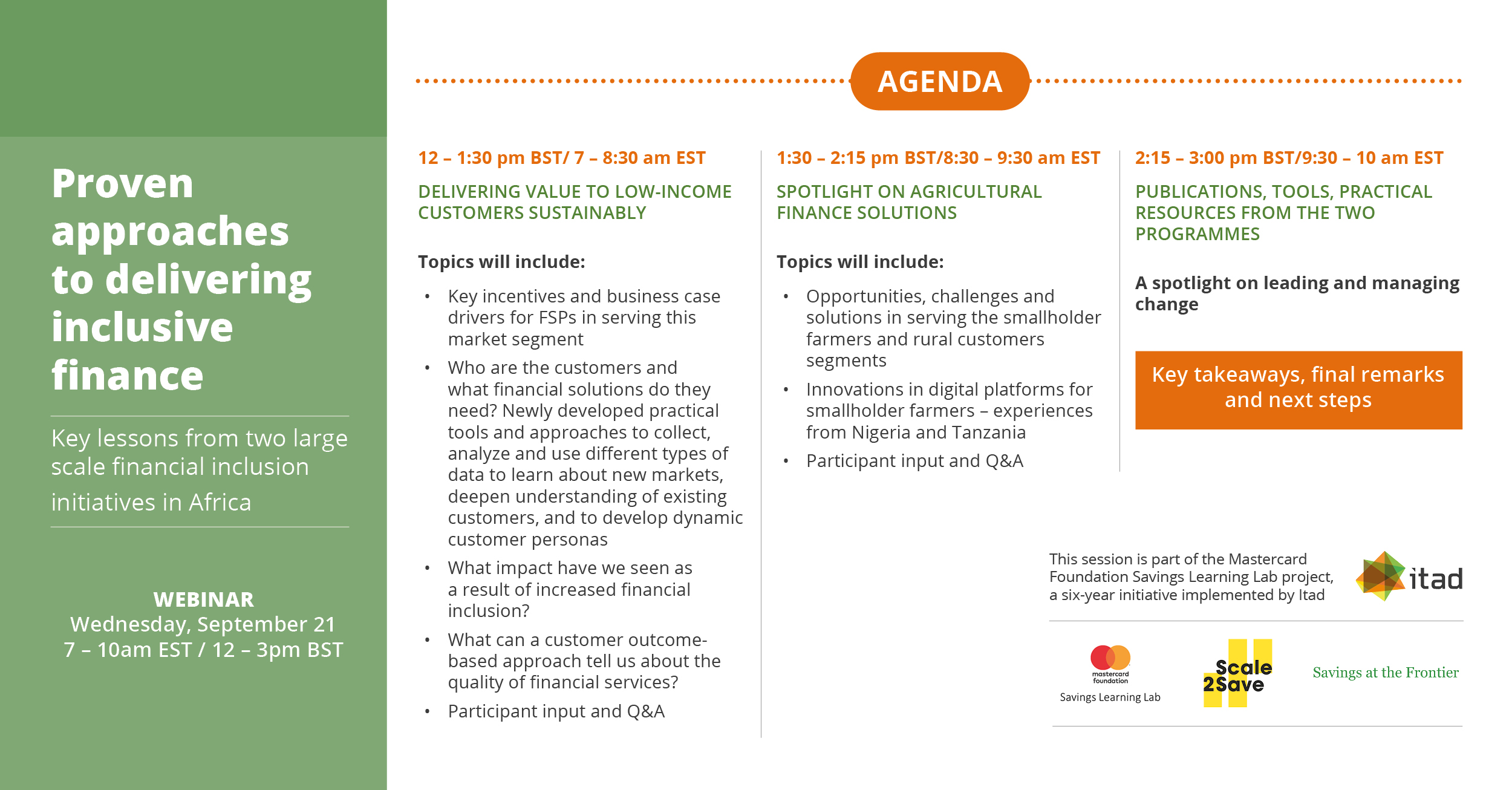 Upcoming Webinar Delivering Inclusive Finance Itad